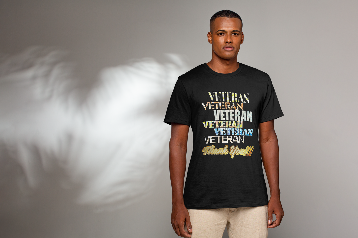 SHORTSLEEVE 100% COTTON PRINTED BREATHABLE T-SHIRT VETERAN THANK YOU