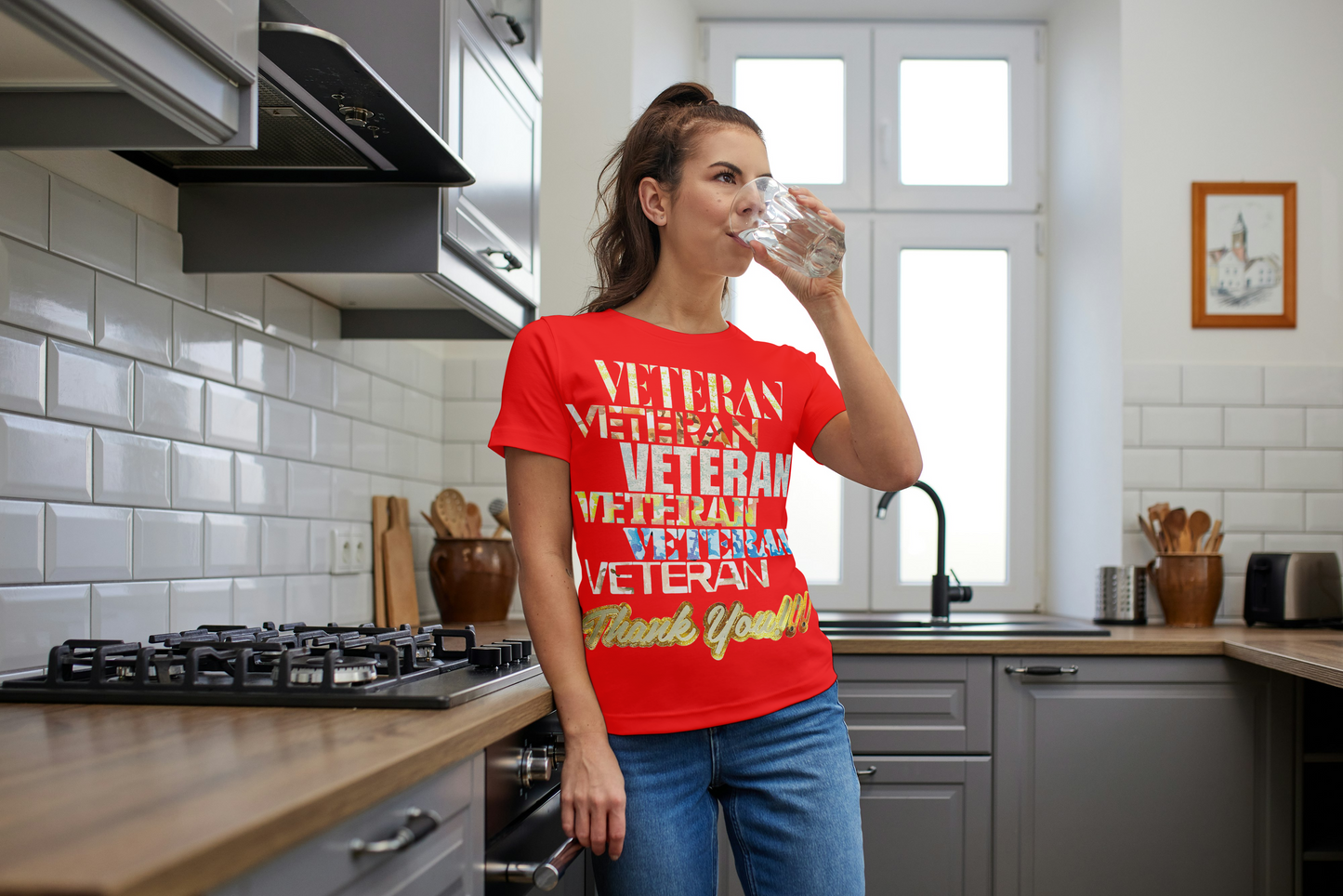 SHORTSLEEVE 100% COTTON PRINTED BREATHABLE T-SHIRT VETERAN THANK YOU