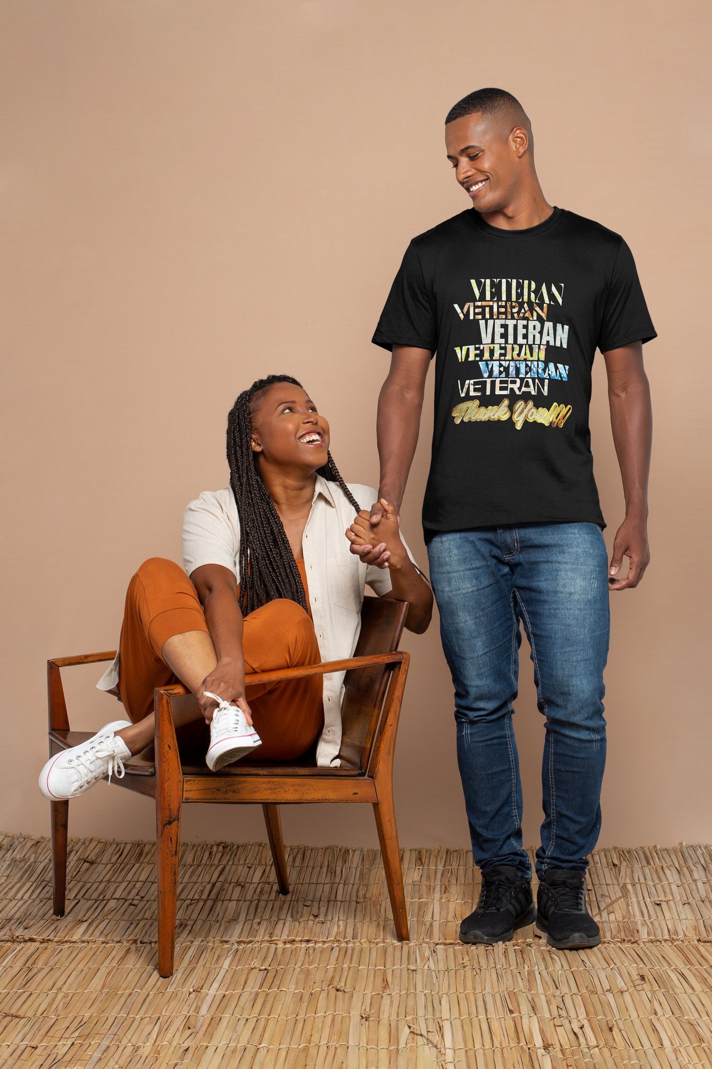 SHORTSLEEVE 100% COTTON PRINTED BREATHABLE T-SHIRT VETERAN THANK YOU