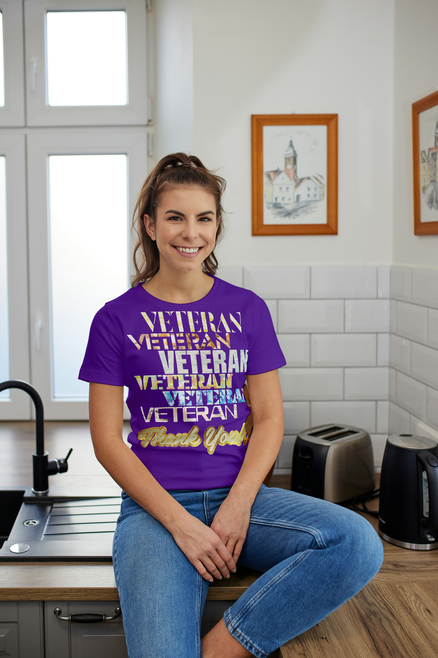 SHORTSLEEVE 100% COTTON PRINTED BREATHABLE T-SHIRT VETERAN THANK YOU