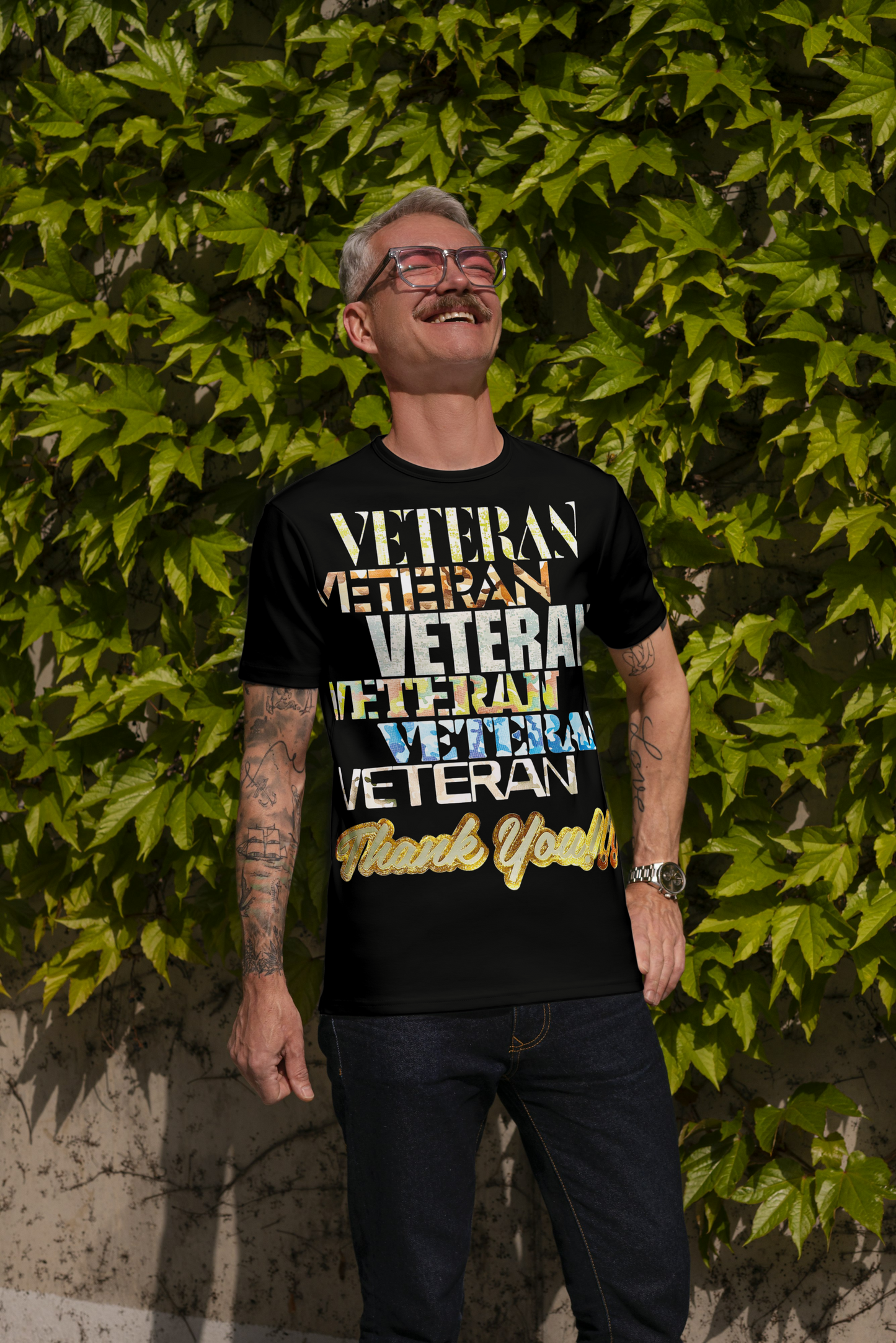 SHORTSLEEVE 100% COTTON PRINTED BREATHABLE T-SHIRT VETERAN THANK YOU