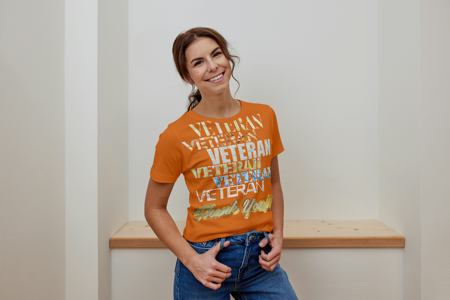 SHORTSLEEVE 100% COTTON PRINTED BREATHABLE T-SHIRT VETERAN THANK YOU