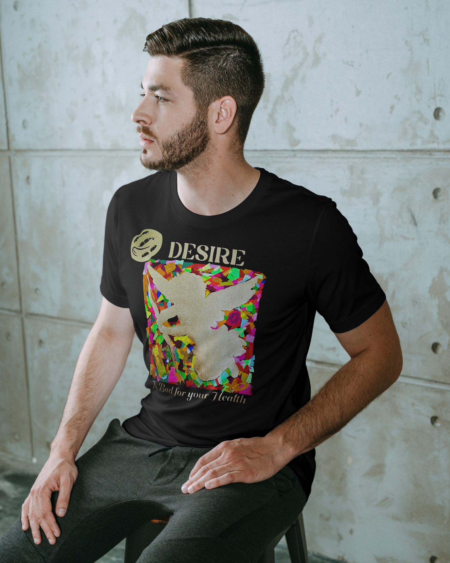 Camiseta unisex de algodón ultra suave con diseño frontal "El deseo es malo para la salud".